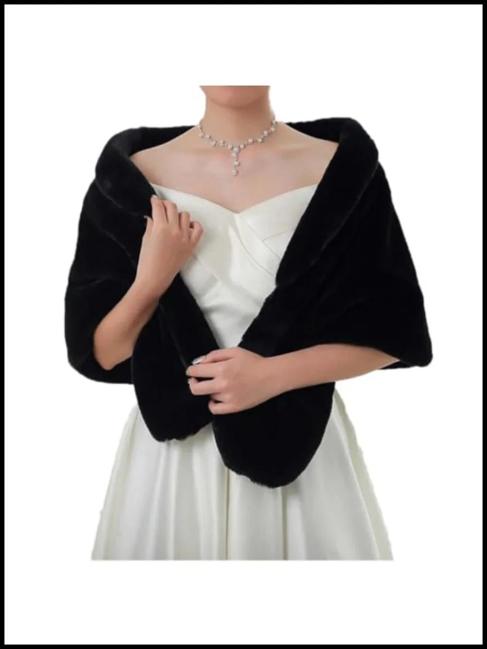 1920s Wedding Faux Fur Shawl Winter Bridal Fur Wraps Women Satin Clasp
